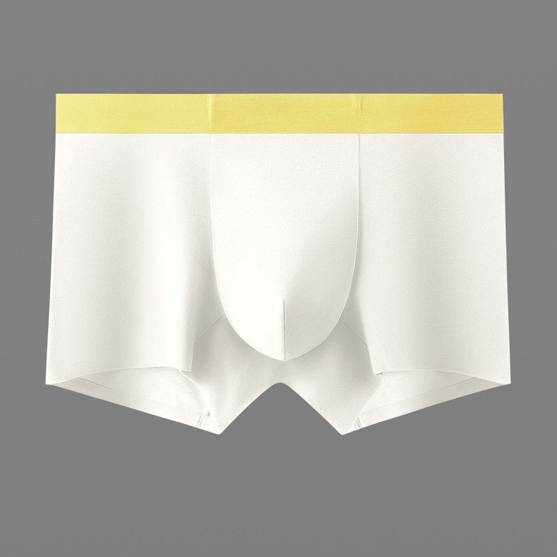 明黄白纯色白底 无痕平角 男士四角裤.jpeg