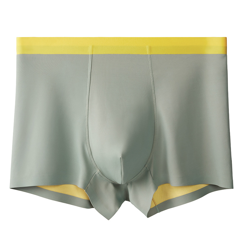 绿黄撞色 无痕 蚕丝大码 男士四角裤.jpeg